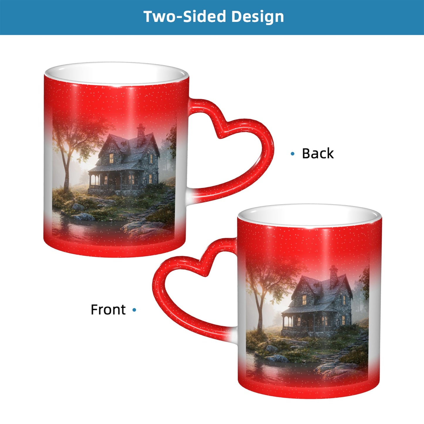 Heart Handle Color Changing Ceramic Mug – Heat Sensitive Artistic Cup for Hot & Cold Drinks