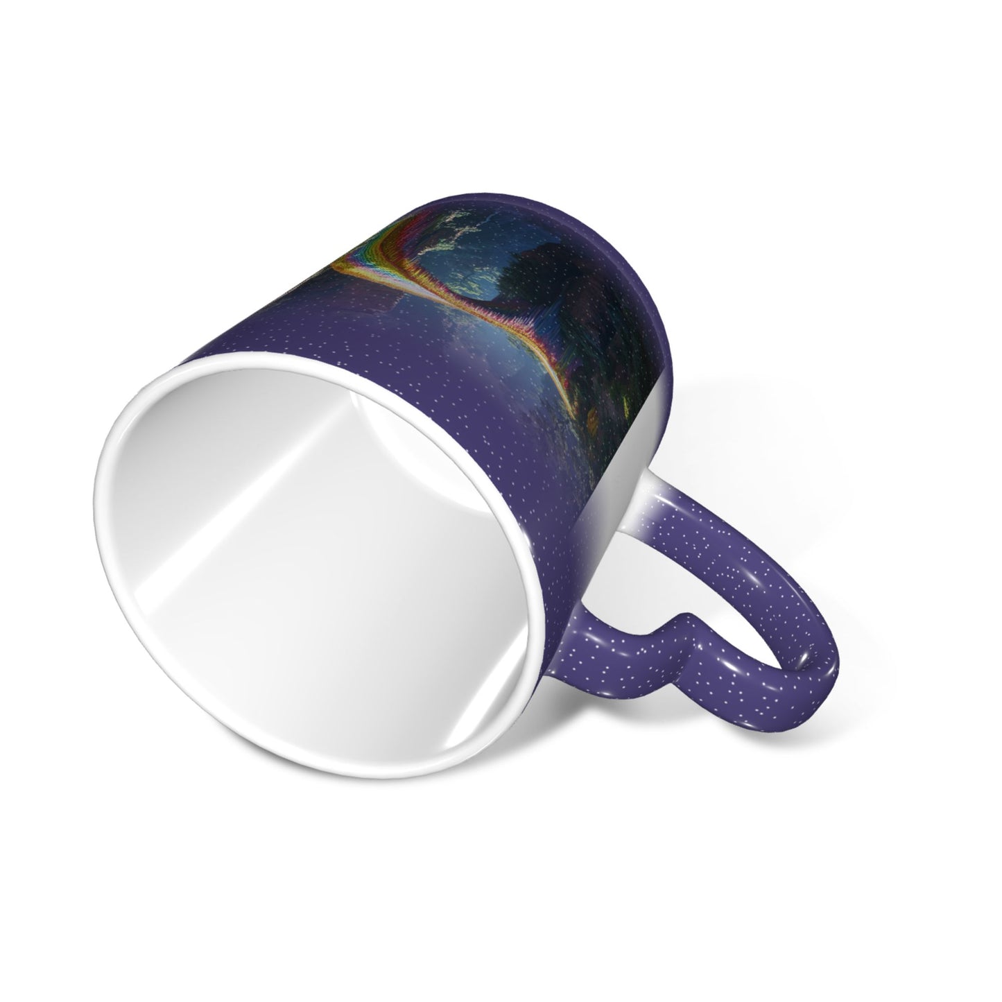 Rainbow Bridge Color Changing Mug – Heart Handle Ceramic Cup with Heat Sensitive Ink