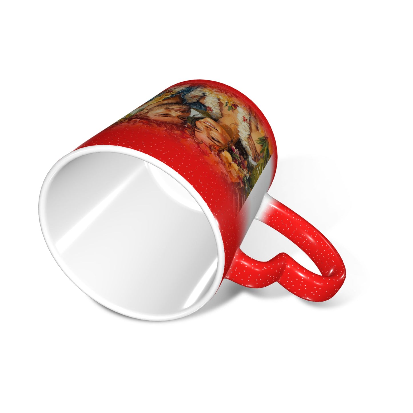 Romantic Couple Color Changing Mug – Red Heart Handle Ceramic Cup with Heat Sensitive Ink