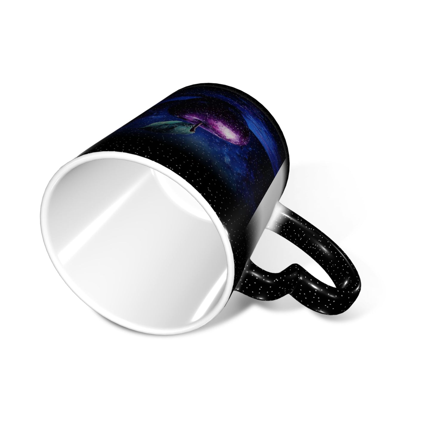 Purple Galaxy Apple Color Changing Mug – Heart Handle Heat Sensitive Ceramic Cup