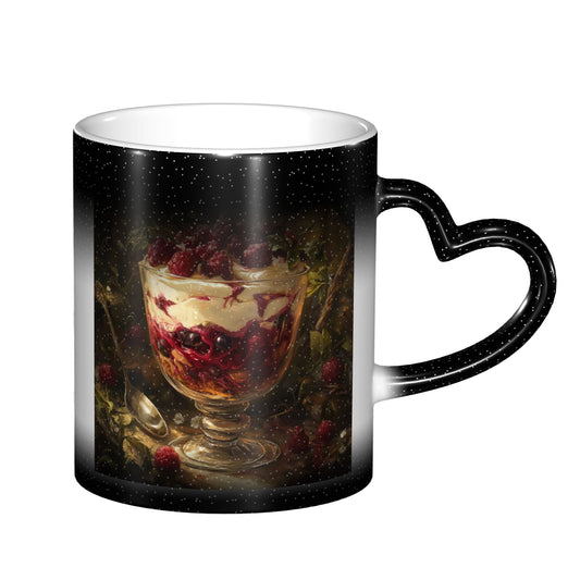 Vintage Dessert Color Changing Mug – Heart Handle Ceramic Cup with Heat Sensitive Ink