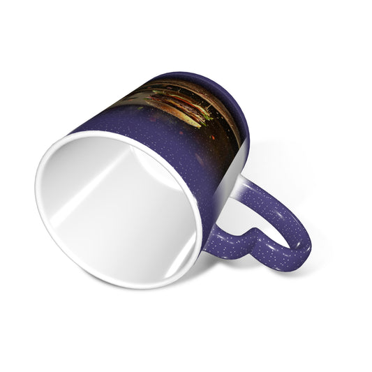 Burger Theme Color Changing Mug – Heart Handle Ceramic Cup with Heat Sensitive Ink